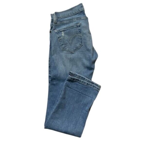 Levis Red Tab Vintage Tilted 504 Jean Women 9 Distressed Mid Rise Stretch Casual - Picture 5 of 7